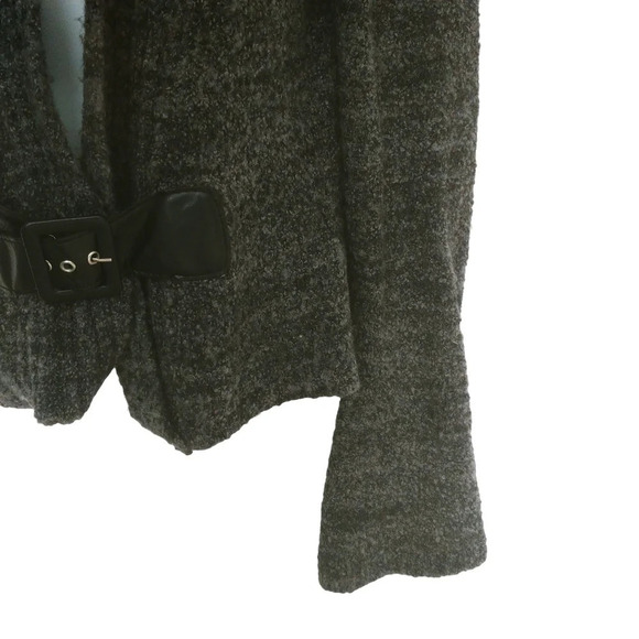 Le Grenier Open Knit Cardigan with Belt/Cinch Front Close Gray/Black M - Picture 4 of 7